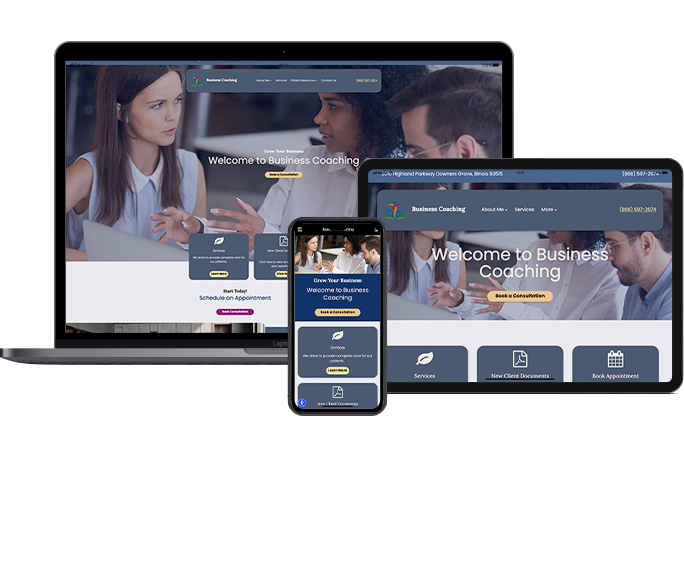 laptop tablet and phone displaying website
